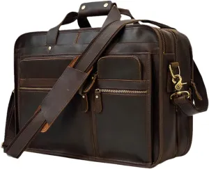Briefcase Bag For Men, Vintage Handbag Laptop Briefcase Crazy Horse Leather Business Bag
