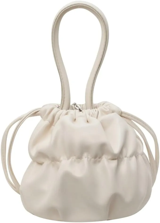 Bucket Bags for Women Drawstring Purse PU Leather Handbags Crossbody Top Handle Small Tote for Travel Shopping