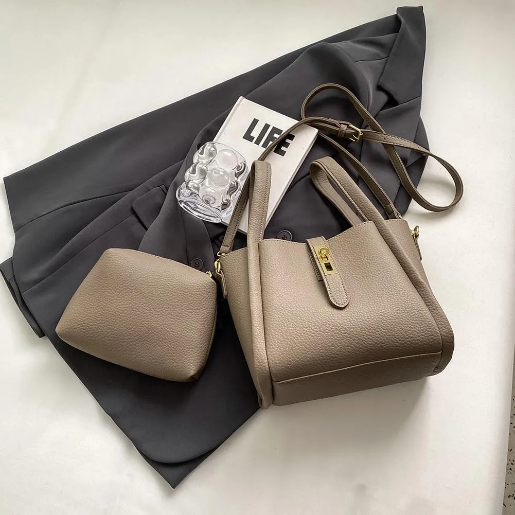 Bucket Bags for Women Trendy Shoulder Purse Satchel Handbag Pu Leather Bucket Tote Purse Top-handle Bag Fall Purse