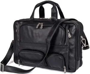 Business Travel Briefcase Genuine Leather Duffel Bags for Men Laptop Bag fits 15.6 inches Laptop YKK Zipper