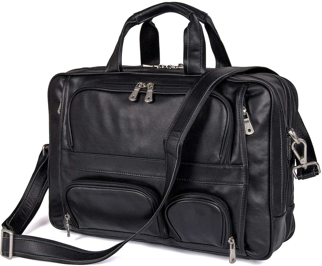 Business Travel Briefcase Genuine Leather Duffel Bags for Men Laptop Bag fits 15.6 inches Laptop YKK Zipper
