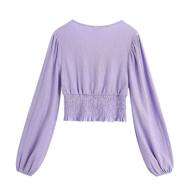 BUTTON-UP CROPPED BLOUSE