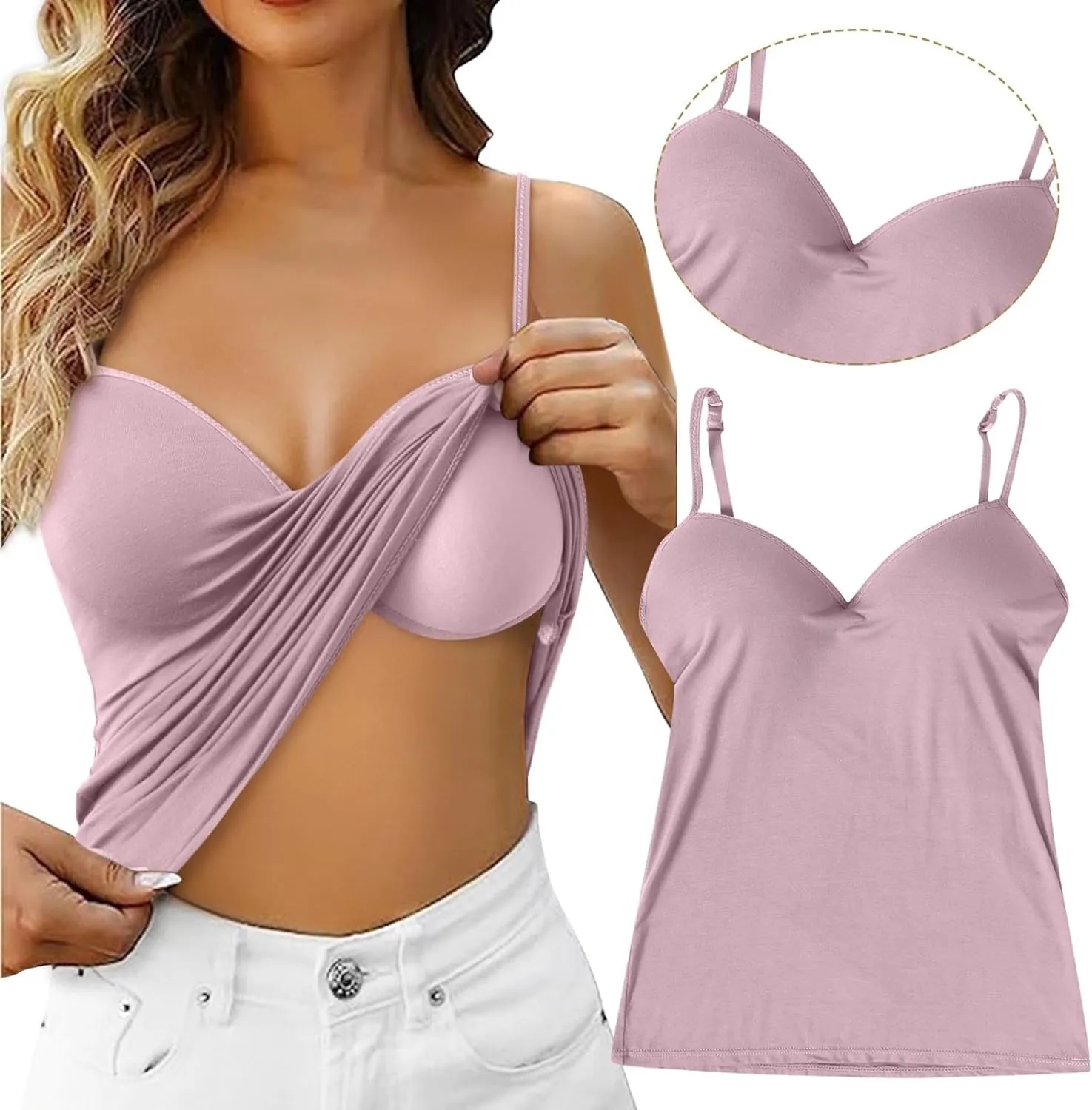 Camisole Tank Tops with Built in Bra for Women 2025 Racerback Workout Undershirts Summer Sports Padded Cami Tube Yoga Tops