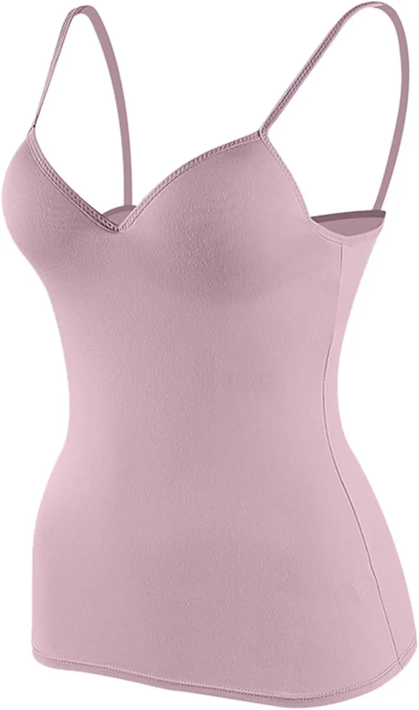 Camisole Tank Tops with Built in Bra for Women 2025 Racerback Workout Undershirts Summer Sports Padded Cami Tube Yoga Tops