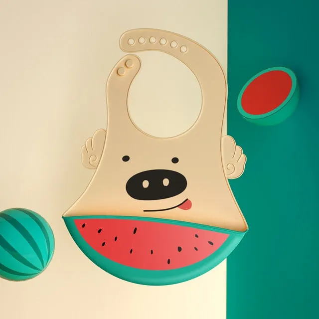 Cartoon Aprons Silicone Baby Bibs