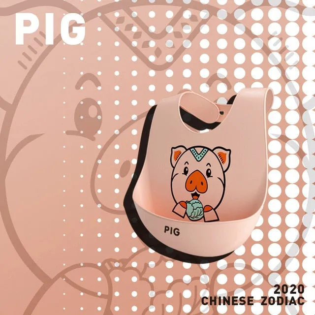 Cartoon Aprons Silicone Baby Bibs