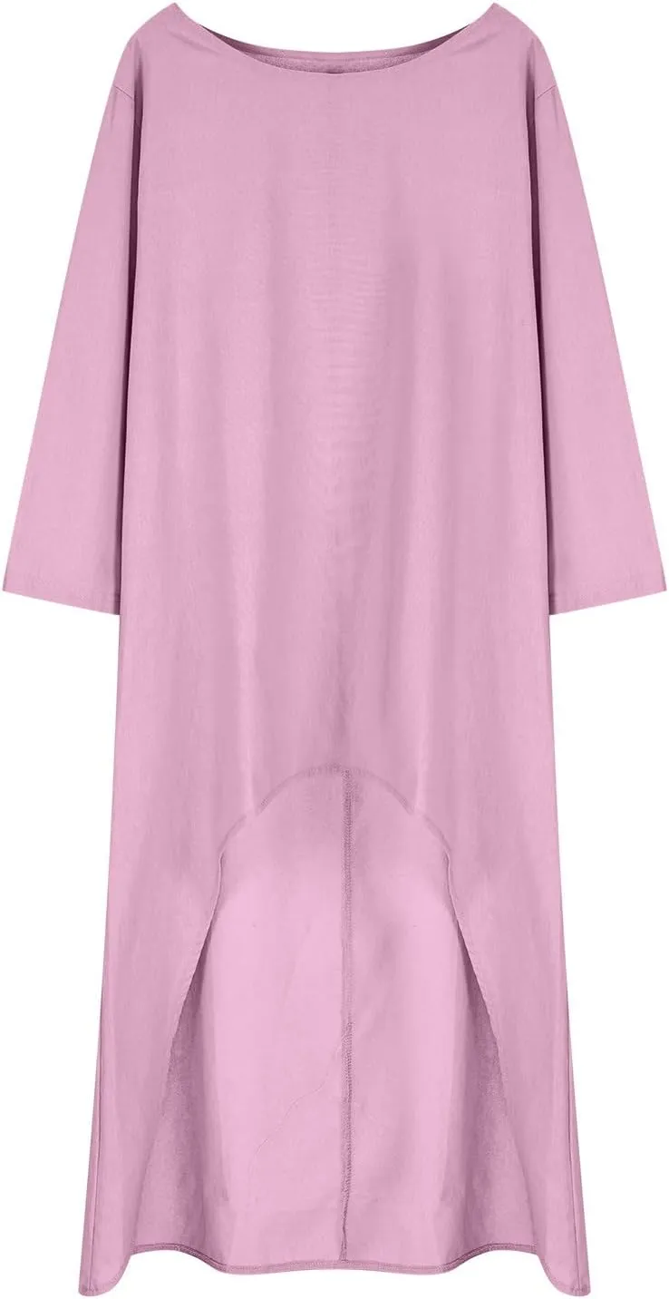 Ceboyel Summer Boho Dresses for Women 2023 Cotton Linen Dress One Shoulder Long Maxi Dresses Casual Beach Ladies Outfits