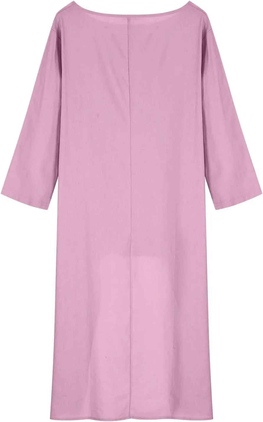 Ceboyel Summer Boho Dresses for Women 2023 Cotton Linen Dress One Shoulder Long Maxi Dresses Casual Beach Ladies Outfits