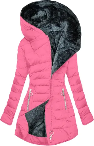 Ceboyel Womens Puffer Quilted Jacket 2024 Trendy Puffy Down Jackets Hooded Parkas Winter Coats Warm Ladies Clothes Outerwear