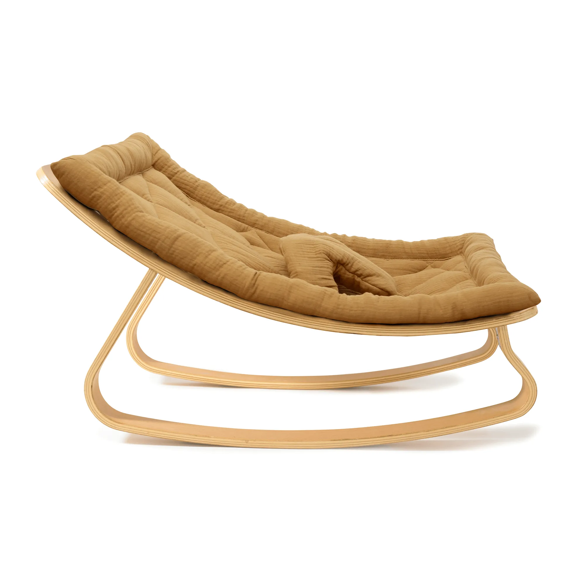 Charlie Crane LEVO Baby Rocker - Beech with Camel Cushion