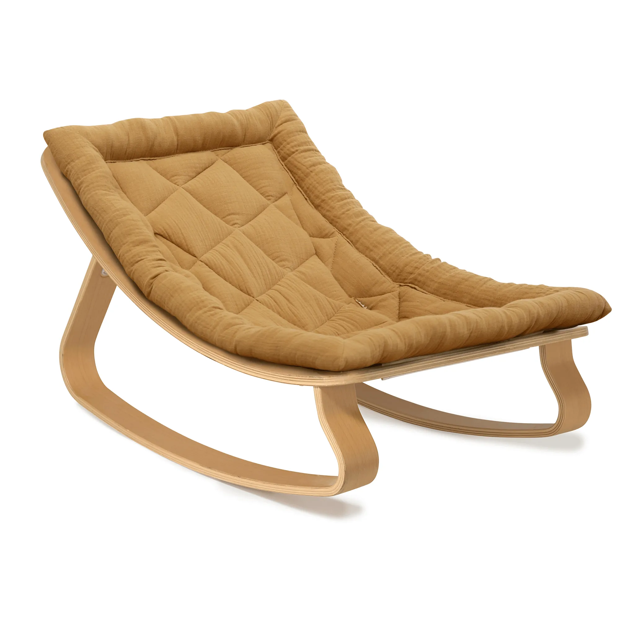 Charlie Crane LEVO Baby Rocker - Beech with Camel Cushion