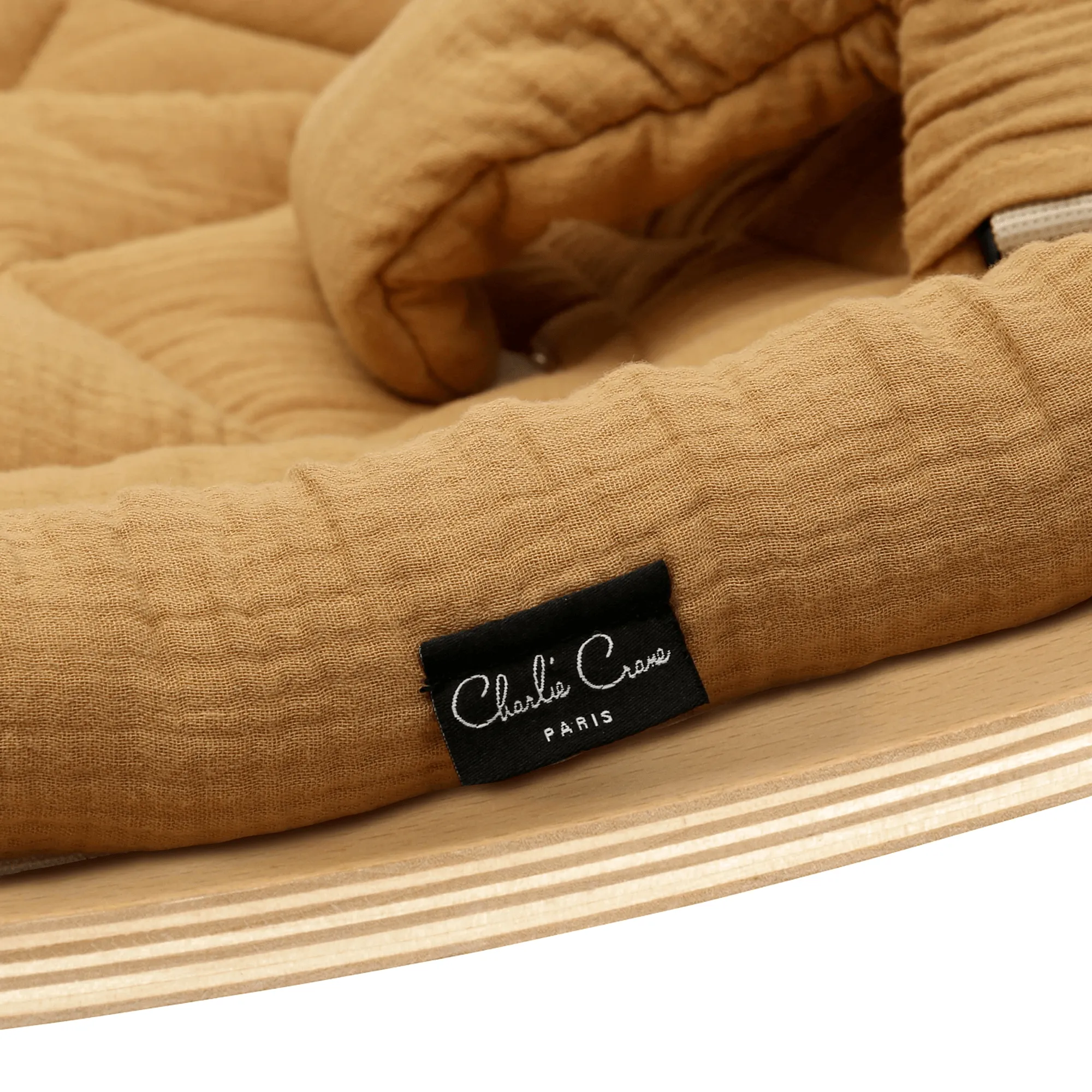 Charlie Crane LEVO Baby Rocker - Beech with Camel Cushion