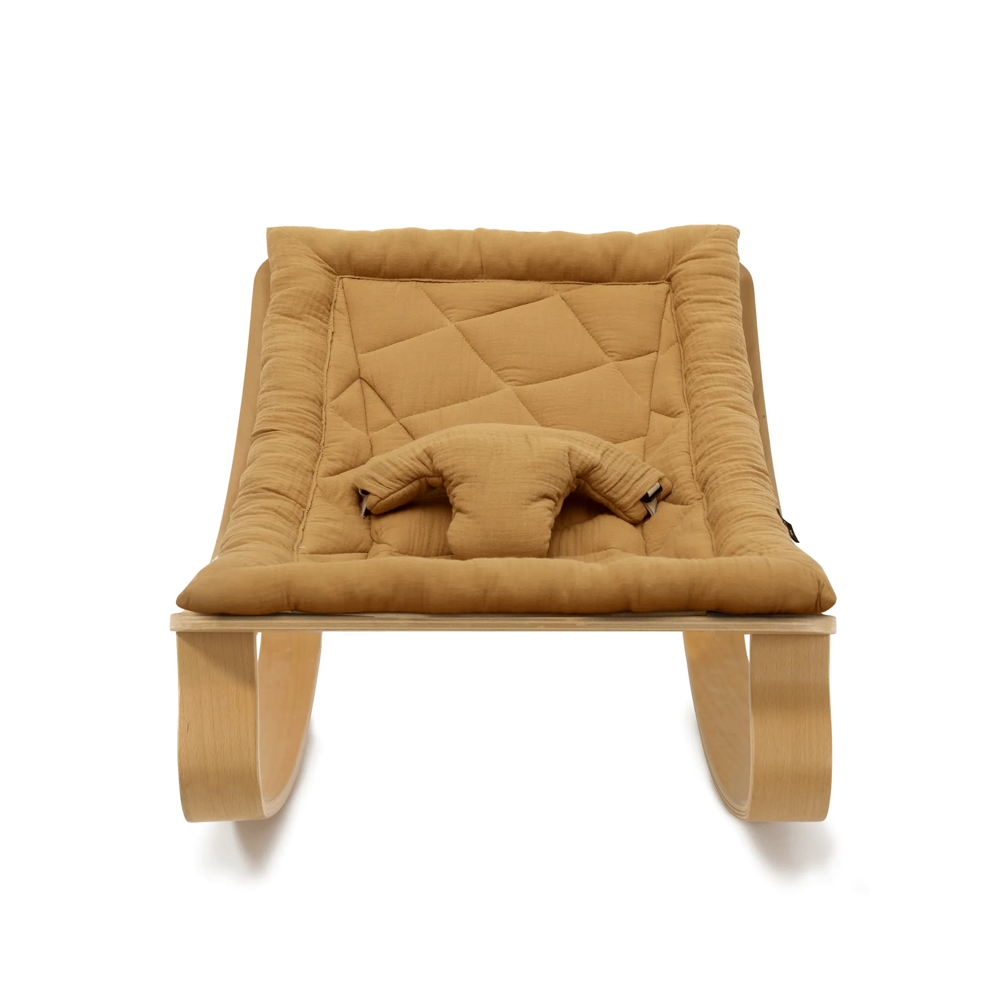 Charlie Crane LEVO Baby Rocker - Beech with Camel Cushion