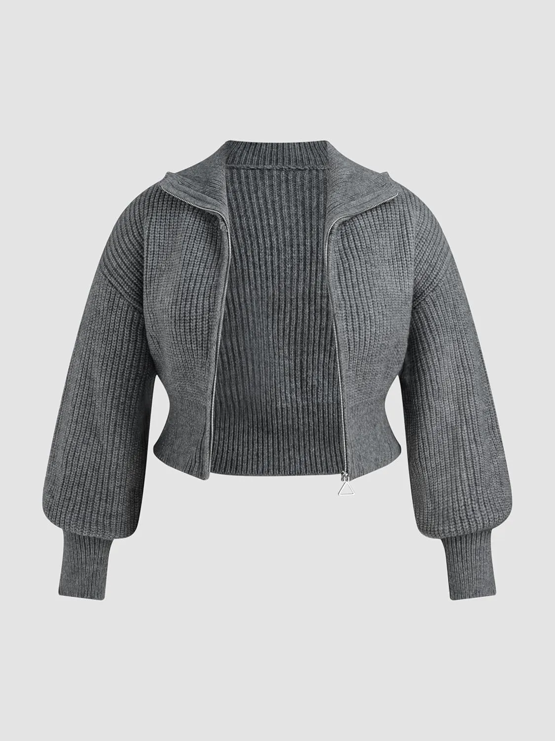CIDER Zip Up Cardigans for Women Fall Trendy Long Sleeve Chunky Cardigan Knit Open Front Collared Zipper Cardigan