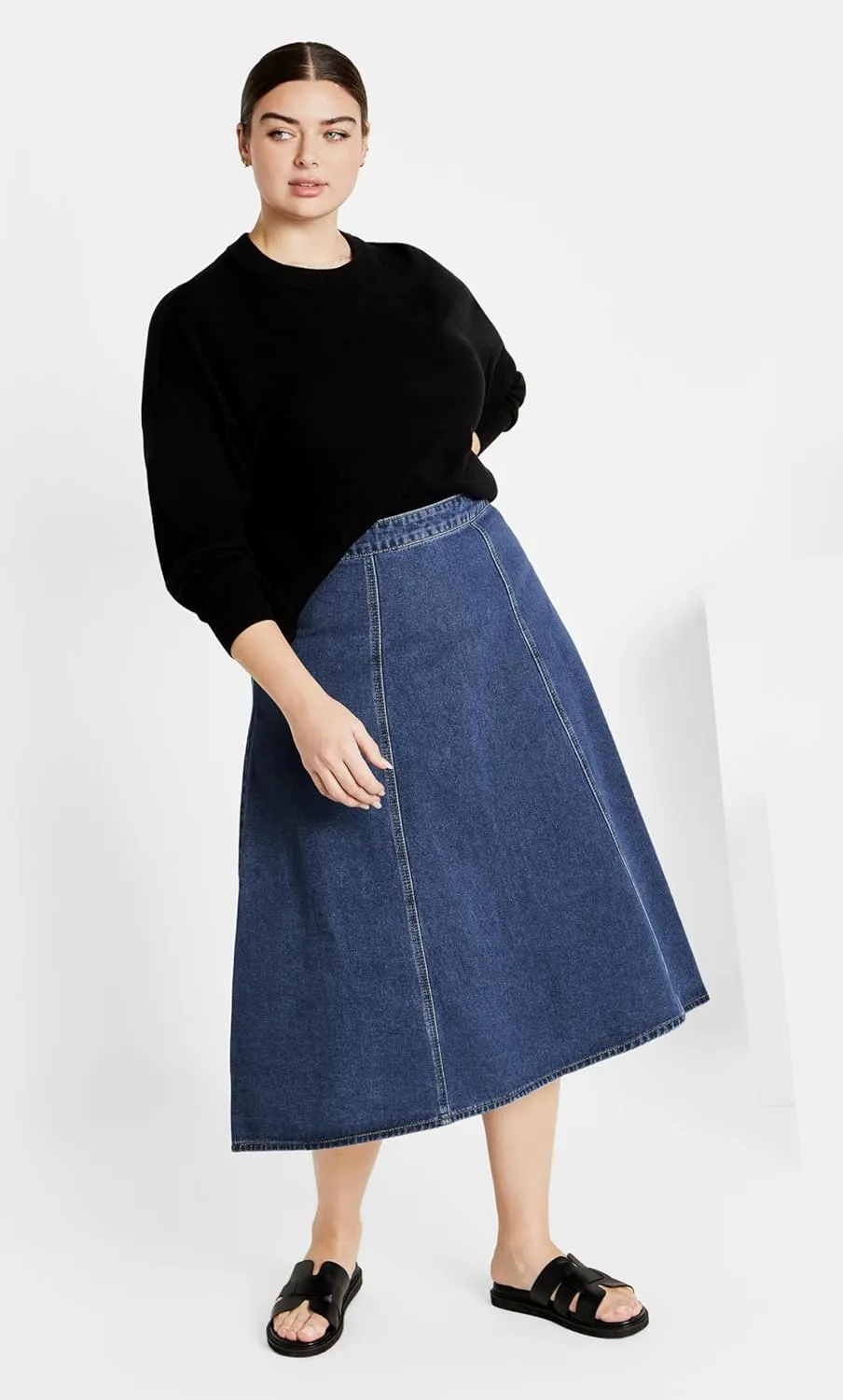 City Chic Women's Plus Size Skirt Denim Hi Lo