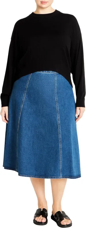 City Chic Women's Plus Size Skirt Denim Hi Lo