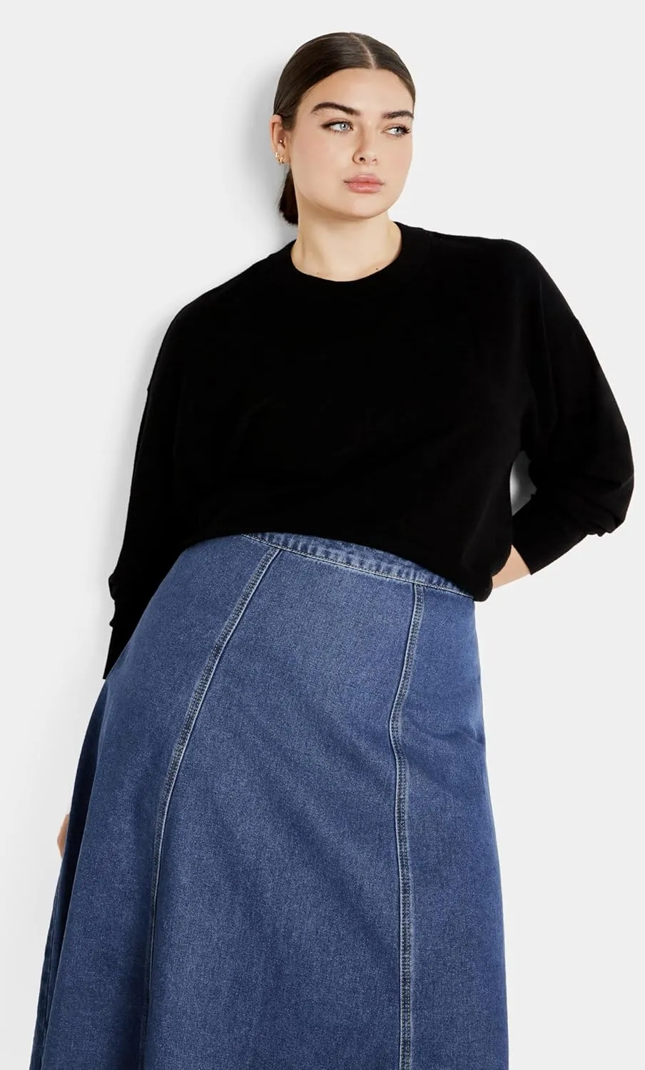 City Chic Women's Plus Size Skirt Denim Hi Lo