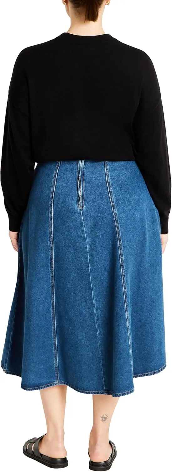 City Chic Women's Plus Size Skirt Denim Hi Lo