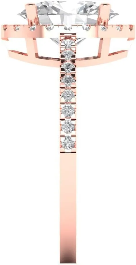 Clara Pucci Yellow/Rose/White 14k Gold Halo Solitaire W/Accents anniversary Engagement Promise Ring 2.27Ct Oval Cut Simulated Diamond