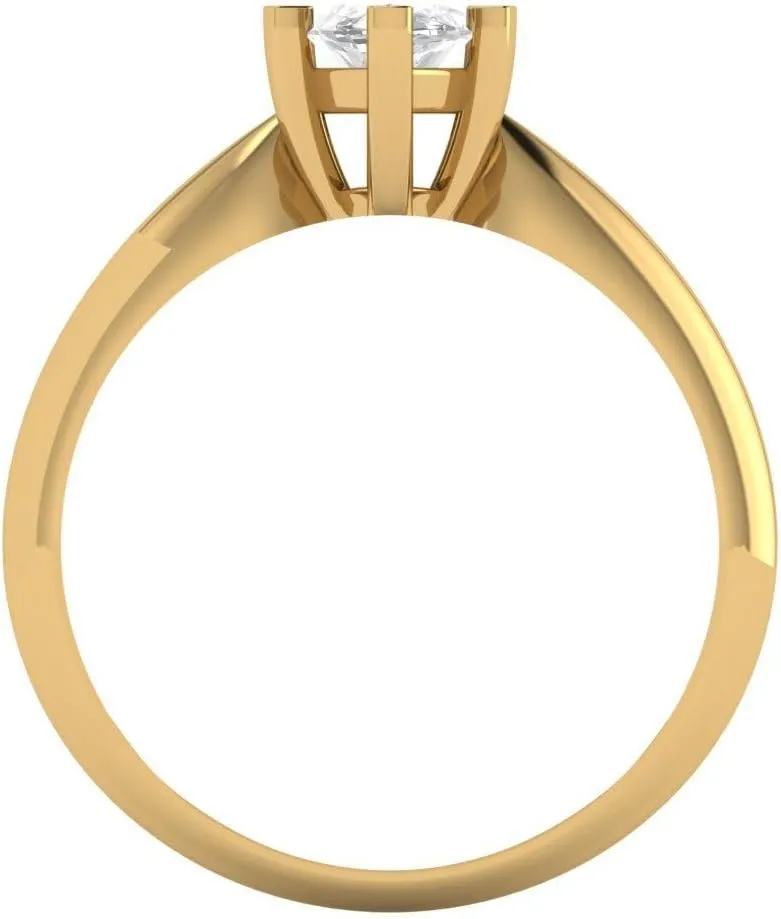 Clara Pucci Yellow/Rose/White 14k Solid Gold Solitaire anniversary Engagement Promise Bridal Ring - 1Ct Marquise Cut Simulated Diamond