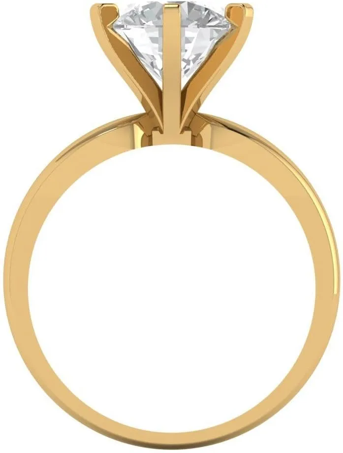 Clara Pucci Yellow/Rose/White 14k Solid Gold Solitaire anniversary Engagement Promise Bridal Ring - 2.5Ct Round Cut Simulated Diamond