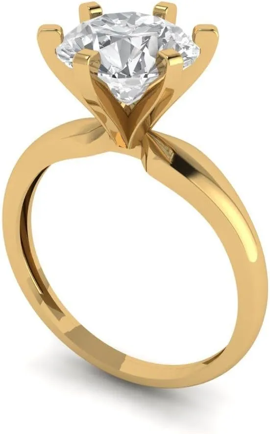 Clara Pucci Yellow/Rose/White 14k Solid Gold Solitaire anniversary Engagement Promise Bridal Ring - 2.5Ct Round Cut Simulated Diamond