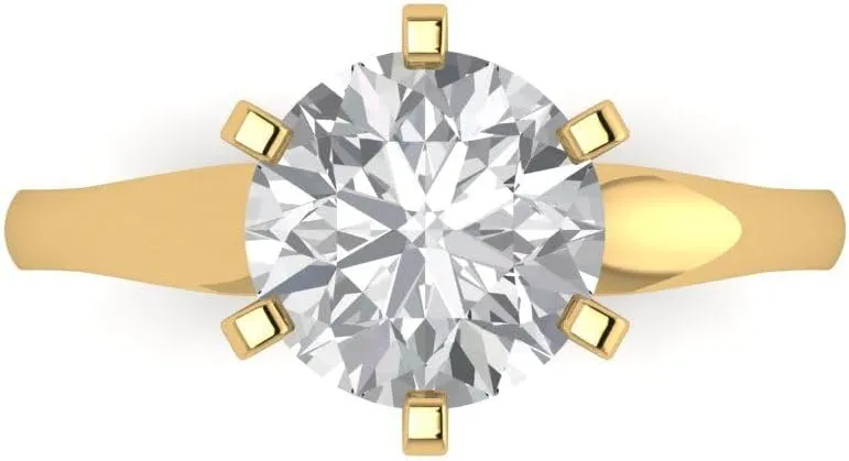Clara Pucci Yellow/Rose/White 14k Solid Gold Solitaire anniversary Engagement Promise Bridal Ring - 2.5Ct Round Cut Simulated Diamond