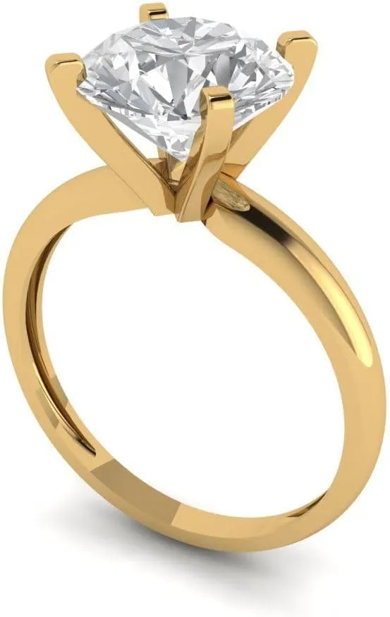 Clara Pucci Yellow/Rose/White 14k Solid Gold Solitaire anniversary Engagement Promise Bridal Ring - 2.5Ct Round Cut Simulated Diamond