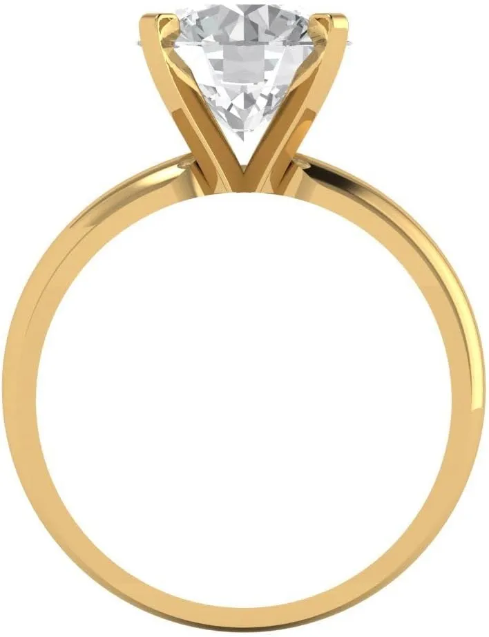 Clara Pucci Yellow/Rose/White 14k Solid Gold Solitaire anniversary Engagement Promise Bridal Ring - 2.5Ct Round Cut Simulated Diamond