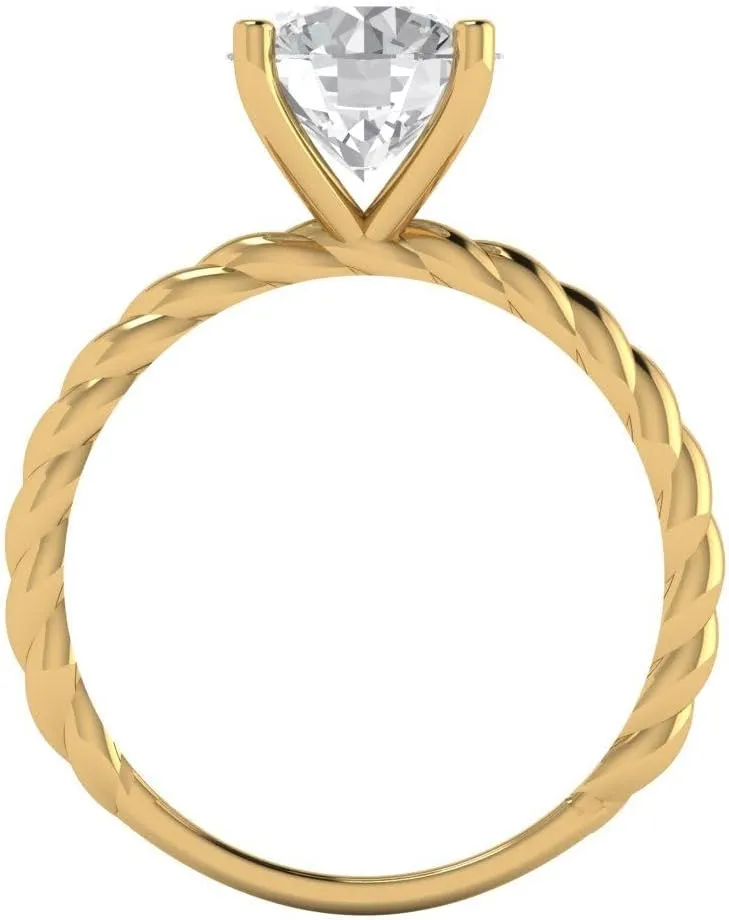 Clara Pucci Yellow/Rose/White 14k Solid Gold Solitaire anniversary Engagement Promise Bridal Ring - 2Ct Round Cut Simulated Diamond