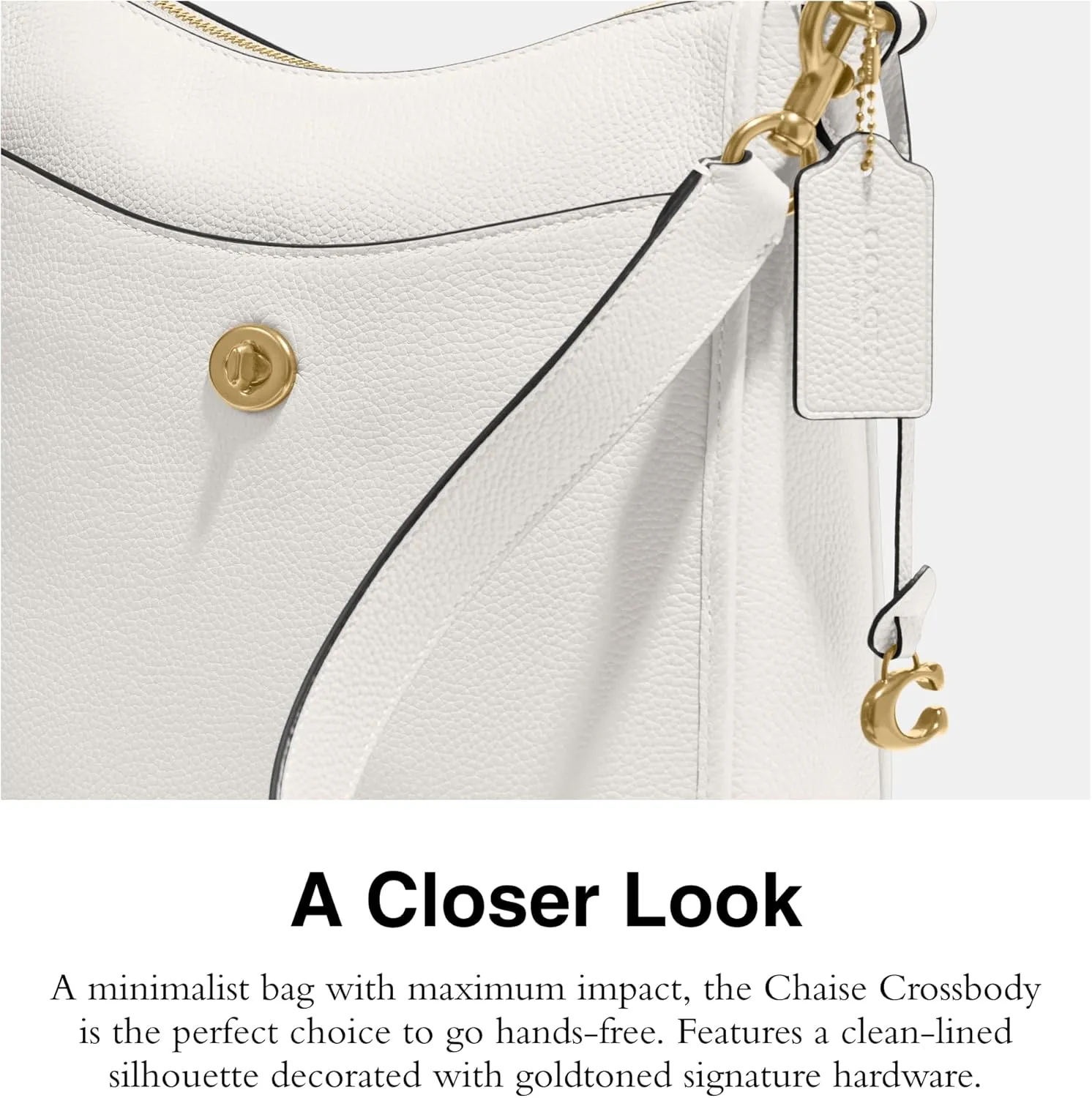 COACH Polished Pebble Leather Chaise Crossbody, Chalk, One Size