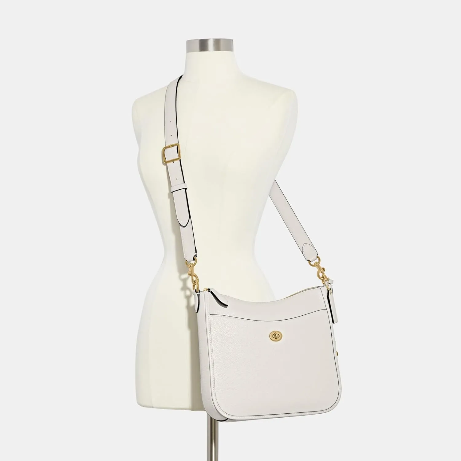 COACH Polished Pebble Leather Chaise Crossbody, Chalk, One Size
