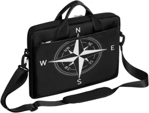 Compass Black White 15.6 Inch Laptop Case Slim Computer Bag for Men Women Laptop Carrying Case Messenger Shoulder Bag