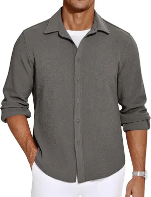 COOFANDY Mens Dress Shirts Long Sleeve Wrinkle Free Untucked Shirts Lightweight Button Down Shirt