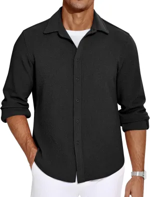 COOFANDY Mens Dress Shirts Long Sleeve Wrinkle Free Untucked Shirts Lightweight Button Down Shirt