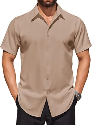 COOFANDY Mens Short Sleeve Dress Shirts Stretch Wrinkle Free Button Down Shirt Casual Summer Top