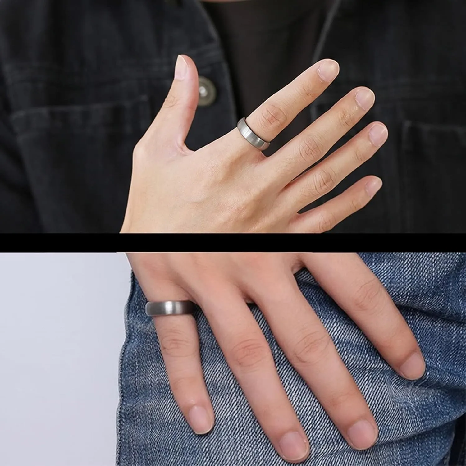 Couples Matching Rings Set, Wedding Rings Sets for Him and Her Tungsten Comfort Fit Brushed Ring Wide 6mm