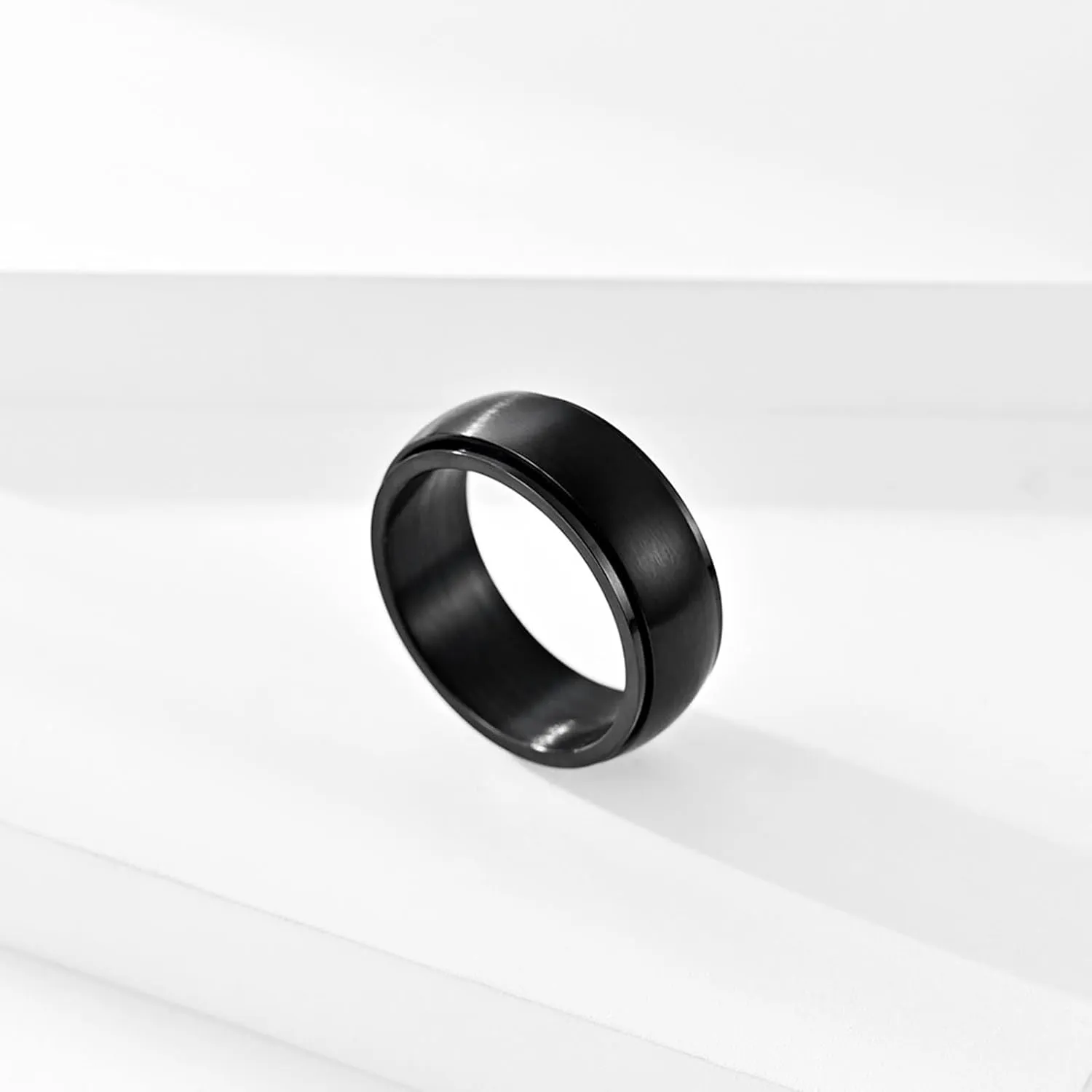 Couples Wedding Rings for Him and Her Set, Stainless Steel Couple Rings Set Promise Rings Comfort Fit 8mm Spinner Ring Black