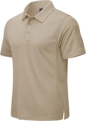 CRYSULLY Polo Shirts for Men Golf Shirt Short Sleeve Tactical Performance Polo T Shirts Dry Fit for Work, Fishing, Hiking