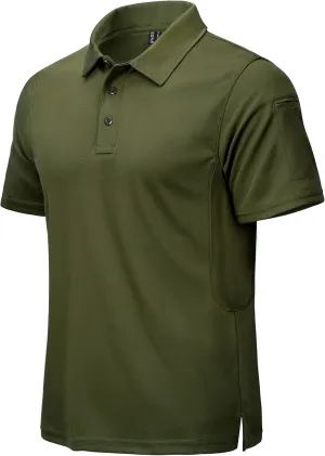 CRYSULLY Polo Shirts for Men Golf Shirt Short Sleeve Tactical Performance Polo T Shirts Dry Fit for Work, Fishing, Hiking