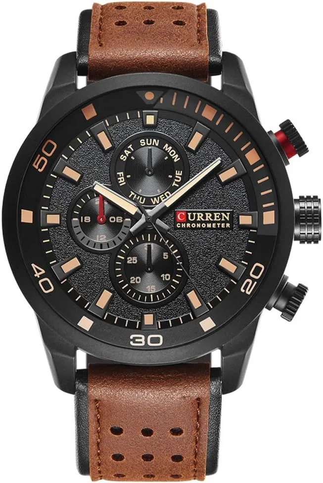 CURREN Men's Sports Waterproof Leather Strap Wrist Watch 8250 (brown)