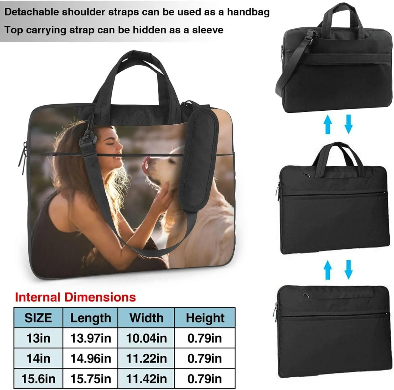 Custom Laptop with Handle Shoulder Strap Personalized Briefcase Carrying Case Sleeve Customized Laptop Protective Cover