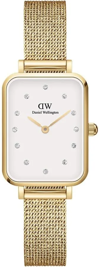 Daniel Wellington Quadro Lumine Pressed Evergold 20x26mm Women's Watch, Double Plated Stainless Steel (316L) Gold Watch for Women