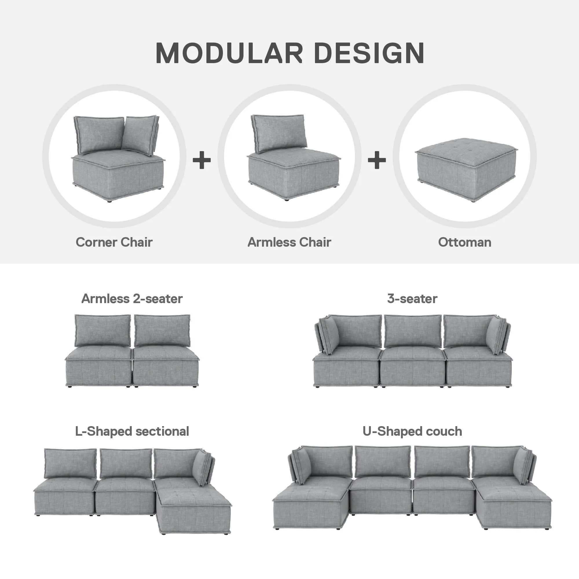 Darcy Armless Chair for Modular Sectional Sofa