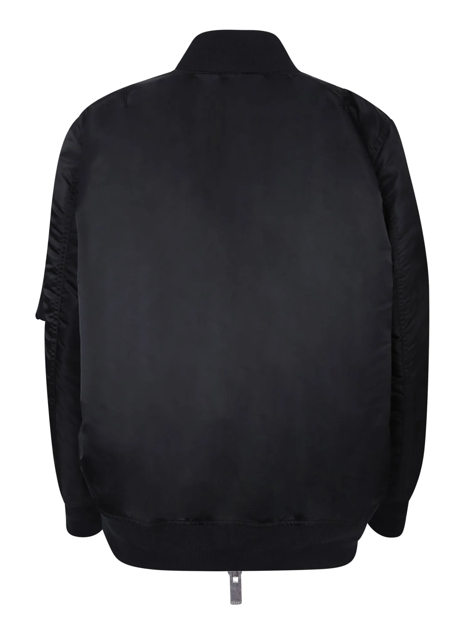 Detachable sleeve black bomber jacket