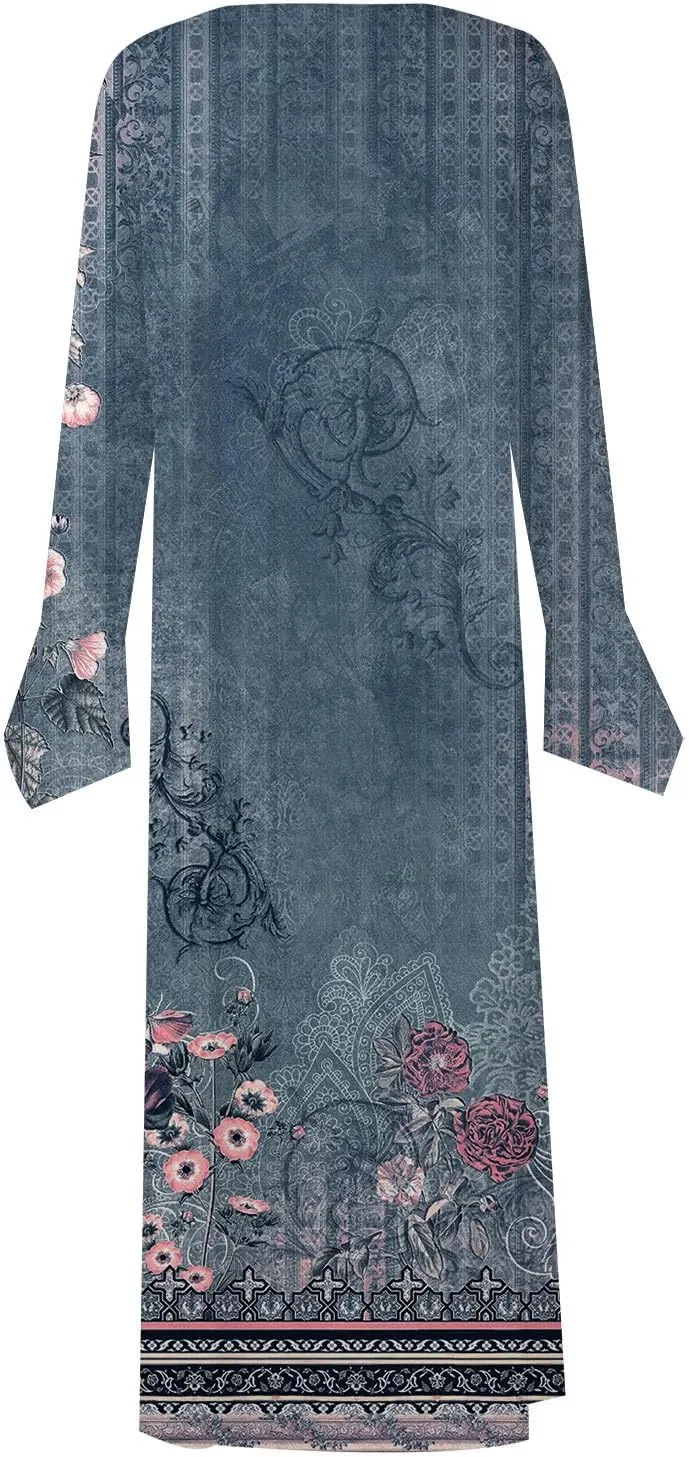 Dresses for Women Casual Trendy Plus Size Long Sleeve Midi Dress Sexy V Neck Button Down Summer Fall Flowy Dress