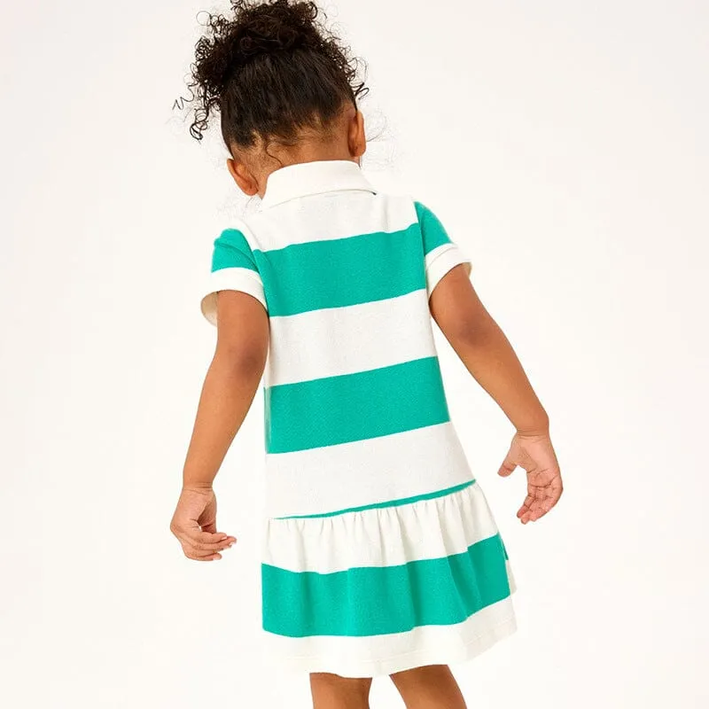Embroidered Bunny Striped Polo Dress