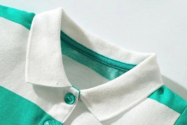 Embroidered Bunny Striped Polo Dress