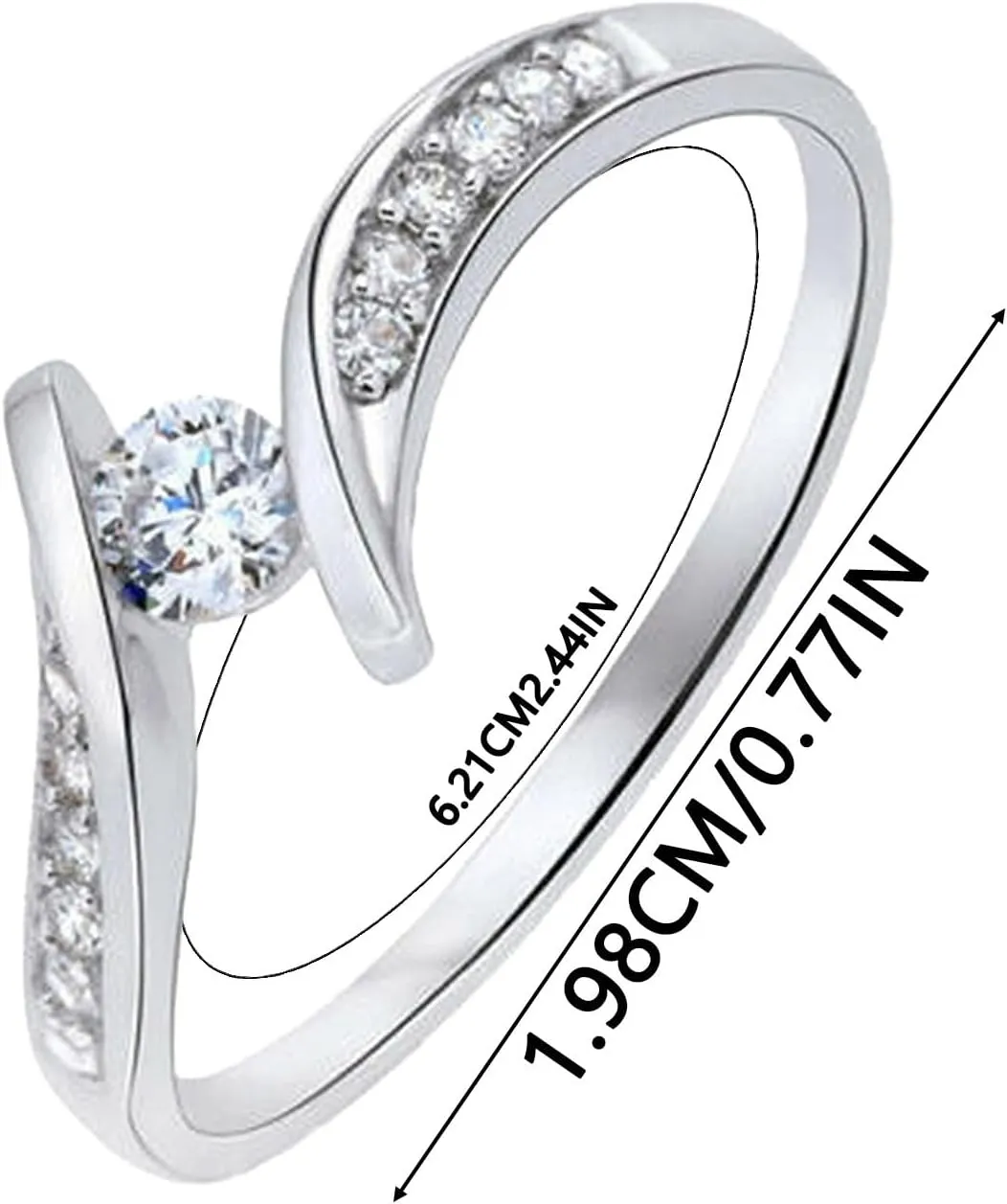 Engagement Anniversary Wedding Bands for Women,925 Sterling Silver Cubic Zirconia Adjustable Promise Marriage Rings for Her