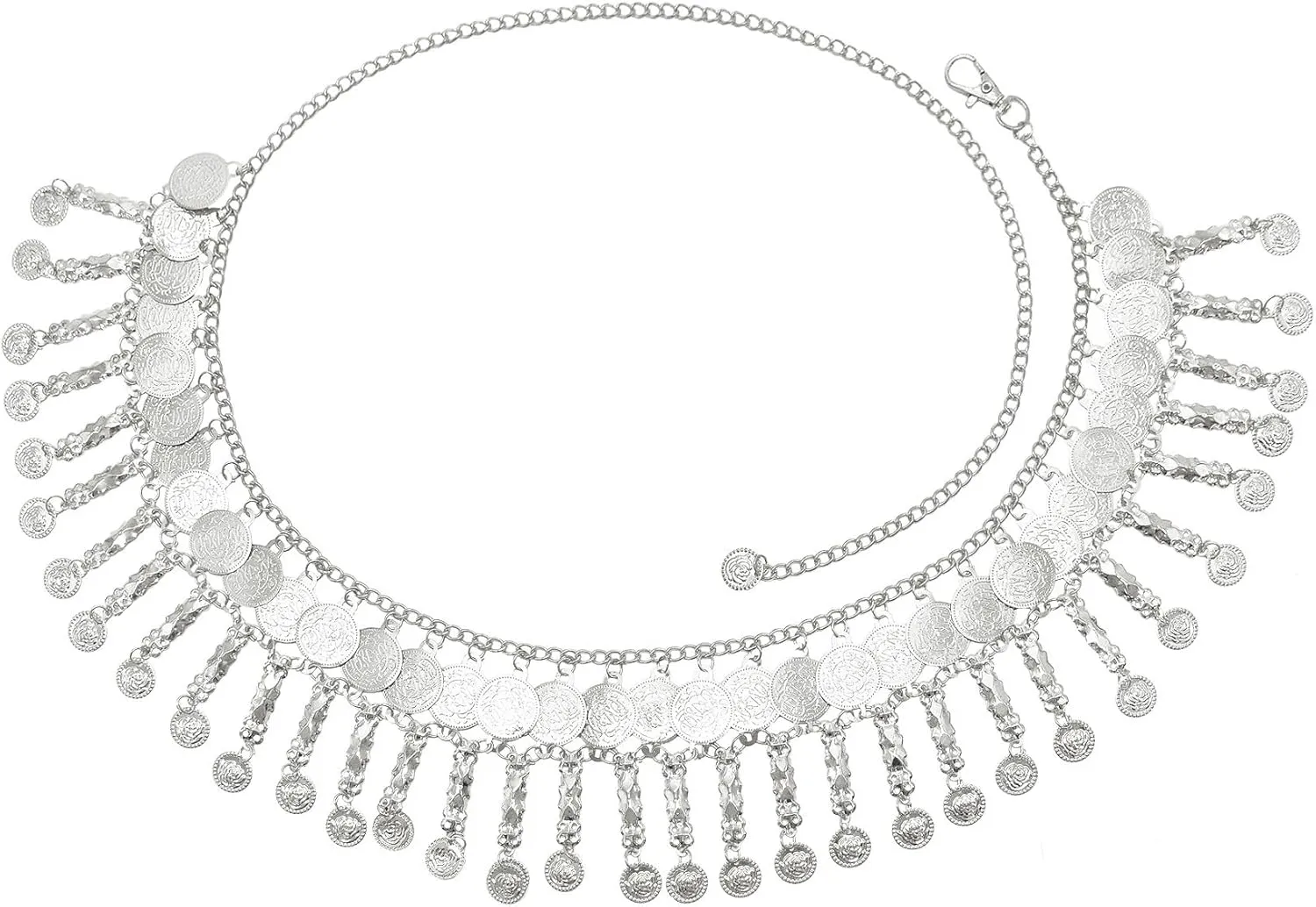 Ethnic Gold Silver Coin Tassel Waist Chains for Women, Dance Beach Party Belly Body Chains,Retro Sexy Dress Jewelry Accessories Adjustable Belt Chains Gift